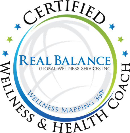 Real Balance certified wellness and health coach seal